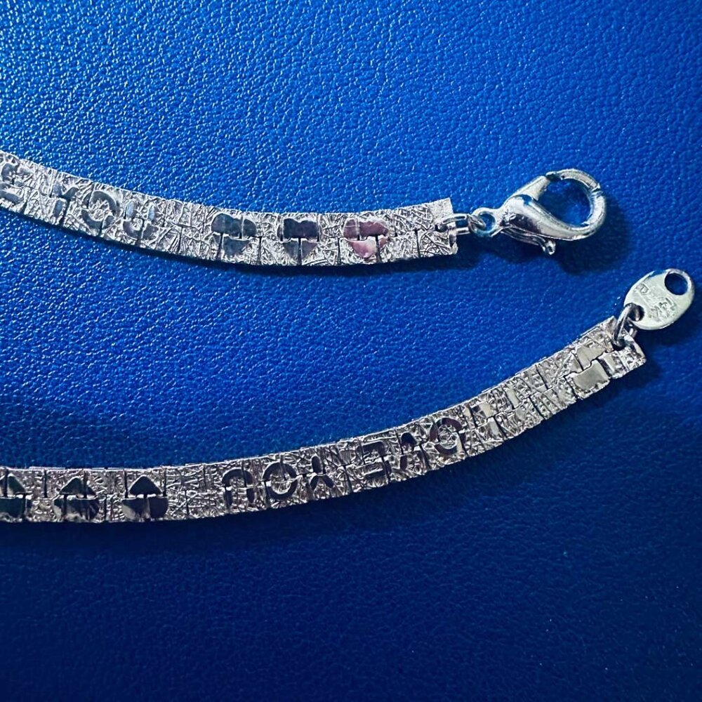 14K Gold Plated Vintage Etched "I LOVE YOU" Textured Chain Choker Necklace.